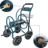 Garden Hose Reel Cart - 4 Wheels Portable Garden Hose Reel Cart with Storage Basket Rust Resistant W227126838