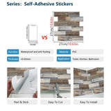 48 Pcs Wood Grain Splicing Wall Sticker Peel And Stick Backsplash PVC Wall Tile, Waterproof And Oil 77767506