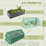 ZUN 8x4x2ft Galvanized Raised Garden Bed with Cover Metal Planter Box Kit, w/ 2 Large Screen Windows W1212P145266