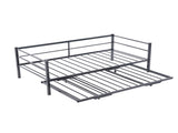 Black Twin Size Metal Sofa Bed - Convertible Daybed with Pull-Out Trundle , Multi-Functional for 59068560