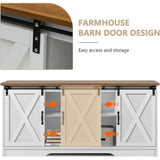 Modern Farmhouse Wood TV Stand for TVs up to 58 inches, with Sliding Barn Doors, 3 Adjustable T3685P342917