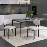 Modern Dining Room Chairs Set of 2, Mid-Century Upholstered Boucle Kitchen Dining Chairs with Black W3244P296972