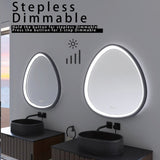 ZUN 32 x 32 in. Gunmetal Grey Framed Dimmable Anti-Fog LED Bathroom Vanity Mirror W716P233470