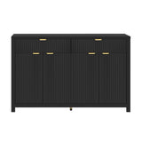 Modern Wave-Pattern Sideboard Cabinet with 2 Drawers and 4 Doors, 3-Level Adjustable Shelves, N711P269068B