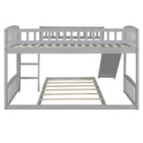 Twin Over Twin Bunk Bed with Slide and Ladder, Gray 44777113