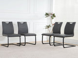 Modern Charcoal PU dining chair living room chair upholstered chair, black metal chair leg design, W210P199100