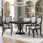 ZUN Retro 5-piece Dining Set Extendable Round Table and 4 Chairs for Kitchen Dining Room 66792879