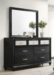 ZUN 1pc Luxury Glam Seven Drawer Dresser with Two-Toned Drawer Black Finish Shimmering Accents B011P234294