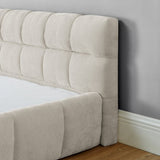 King size Upholstered Bed Frame Thick Fabric, Chenille Fabric Grounded Queen Size Platform Bed W487P246689