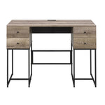 ZUN Rustic Oak and Black 4-drawer Writing Desk B062P184568