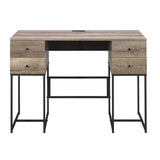 ZUN Rustic Oak and Black 4-drawer Writing Desk B062P184568