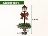 2 Pack Pre-Lit Christmas Lamp Post Decor, Lighted Xmas Urn with Plaid Bow, Pine Cones & Red Berries, N710P523030Z