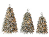 Snowy Cascading Christmas Trees 3-Piece Set with Control Lighting, Flocked Weeping Branches, and N710P523023K