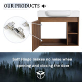 28'' Wall-Mounted Bathroom Vanity with White Ceramic Sink & Soft-Close Door, KD-Packing W999P263409