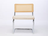 Mid Century Modern Dining Chairs Set of 2, Velvet Accent Chairs with Natural Cane Back & Stainless 64962854