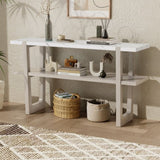 TREXM Retro Elegant Console Table with Marble-Effect Top and Versatile Storage Solutions for N715P196906E