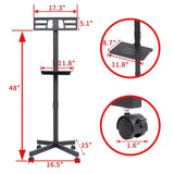 ZUN Mobile TV Stand on Wheels, Height Adjustable Tilt Rolling TV Stand with Media Shelf for 23-60 inch 45696785