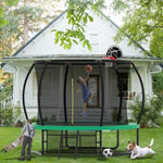 ZUN 10FT Pumpkin Trampoline, Outdoor Trampoline with Basketball Hoop, Enclosure Net and Ladder W1163P148156