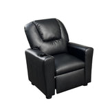 ZUN Marisa 22" Black PU Leather Kids Recliner Chair with Cupholder B061110700