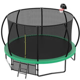 ZUN 12FT Recreational Kids Trampoline with Safety Enclosure Net & Ladder, Outdoor Recreational W1163P164306