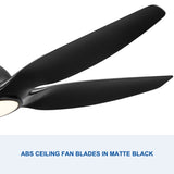 60 In Intergrated LED Ceiling Fan Lighting with Black ABS Blade W136755953