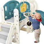 ZUN Kids Slide Playset Structure, Castle Climbing Crawling Playhouse with Slide, Arch Tunnel, Ring Toss, 00123979