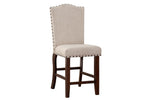 ZUN Classic Cream Upholstered Cushion Chairs Set of 2pc Counter Height Dining Chair Nailheads Solid wood B011P148642