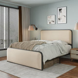 ZUN Modern Metal Bed Frame with Curved Upholstered Headboard and Footboard Bed with Under Bed Storage, WF319292AAA