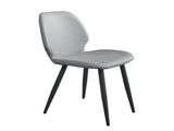 Light Grey Leather Dining Chair with Metal Legs, Shell Shape Upholstered Chair Set of 2 for Kitchen, T3967P484971