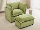 Modern Armchair Sofa 47" Cozy Upholstered Sofa Chair with Movable Ottoman, Wide Seat, Curved N719P292695F