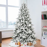 7ft Flocked Christmas Tree with 1514 Tips, Realistic PEPVC Snowy Hinged Tree with Metal Stand, Full 02903371