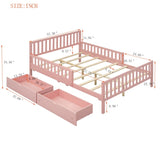 Full Size Wood Platform Bed with Guardrails on Both Sides and Two Storage Drawers ,Pink N733P172700H