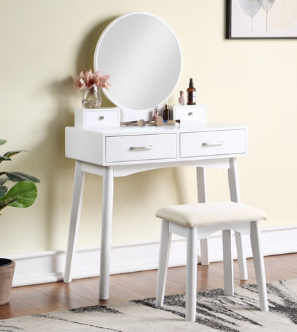 ZUN Liannon Contemporary Wood Vanity and Stool Set, White T2574P164239