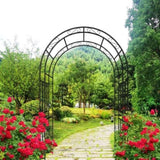 Metal Garden Arch L59'' x W17.71'' x H90.55'' Climbing Plants Support Rose Arch Outdoor Black W1586P268781