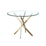 ZUN Contemporary Round Clear Dining Tempered Glass Table with Gold Finish Stainless Steel Legs 84860336