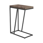 ZUN Rustic Tobacco Herringbone and Sandy Black Accent Table B062P153914