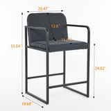 Set of 2,Modern Upholstered Counter Height Bar Stool with Armrests, Metal Frame and Padded Seat, W1901P225274