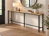 62.99"x7.87"x31.10" Console Table, MDF with Melamine Veneer & Iron Frame, with Power Outlet, Oak 30478404