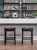 ZUN Furniture,Counter Height 26" Bar Stools for Kitchen Counter Backless Faux Leather Stools Farmhouse 81049528