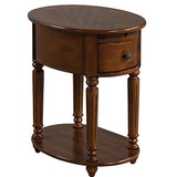 ZUN Dark Oak Accent Table with Bottom Shelf B062P191053