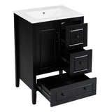 24 inch Bathroom Vanity with Sink, One Cabinet with Soft-closing Door, 3 Soft-closing Drawers, Retro N759P292551B