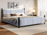48-inch Striped Rubberwood Upholstered Bed,King N769P364062B