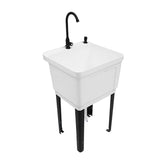 Freestanding Plastic Utility Sink Laundry Tub Laundry Sink with Faucet White 38569426