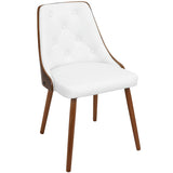Gianna Mid-Century Modern Dining/Accent Chair in Walnut with White Faux Leather by LumiSource B202P223860