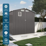 6X4 FT Metal Outdoor Storage Shed, Tool Shed with Pitched Roof Watertight with Positive Window and W3213P309350