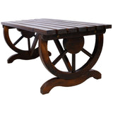 Outdoor Rustic Wooden Bench with Wagon Wheel Legs, 2 People Outdoor Bench Garden Bench Front Porch W465P222623