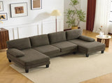 U-Shaped Convertible Sectional Sofa with 2 Chaise Lounges, 4-Seater Modular Couch with Removable & 97244480