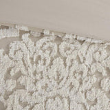 3 piece Tufted Cotton Chenille Damask Comforter Set Taupe King/Cal King B03597174