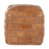 Cobbler Industrial Pouf in Brown Leather by LumiSource B202P223721