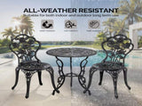 3 PCS Outdoor Set, All-Weather Cast Aluminum Rose Table and Chairs Set of 2, Patio 88927922